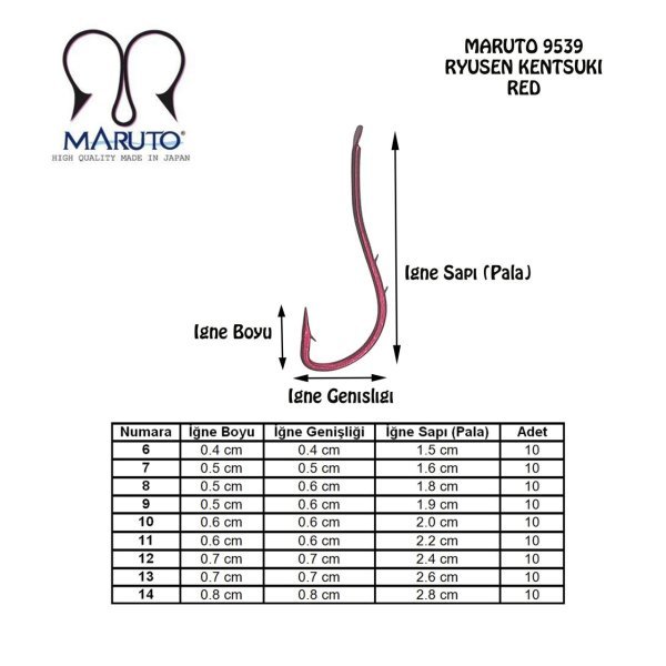 Maruto 9539 Olta İğnesi 10 - Kırmızı