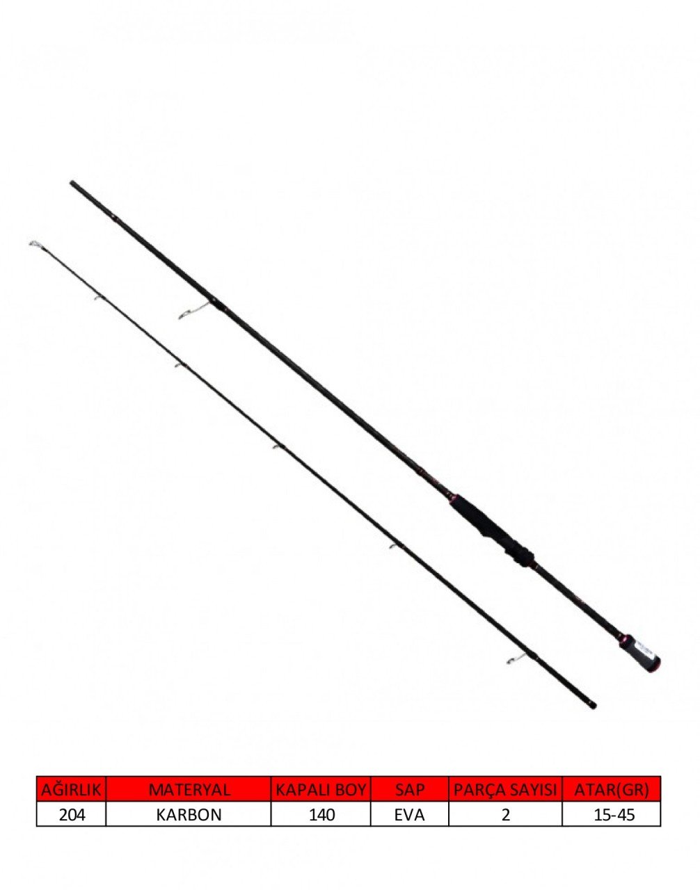 Captain 1456 Amadeus Spin 270cm 2 Parça Spin Kamış 15-45gr Atar