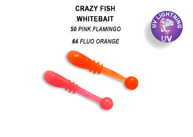 CRAZY FISH WHITEBAIT 20 MM COLOR: 50-6 PINK FLAMINGO / 64-6 FLUO ORANGE