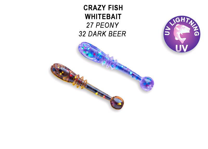 CRAZY FISH WHITEBAIT 20 MM COLOR: 27 PEONY - 32 DARK BEER
