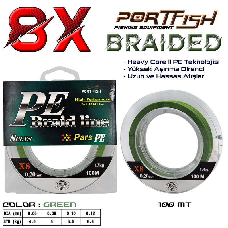 Wily 8 Kat Lrf İp Misina Yeşil 100 Mt