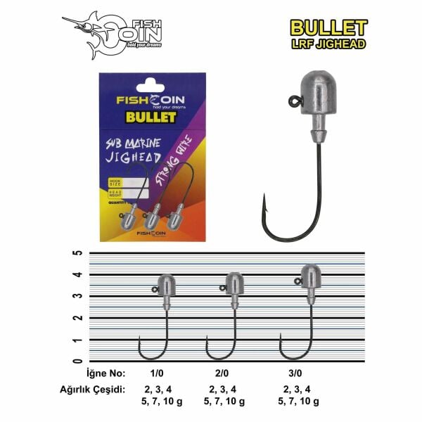 Fishcoin Bullet Jighead 2/0-10 gr