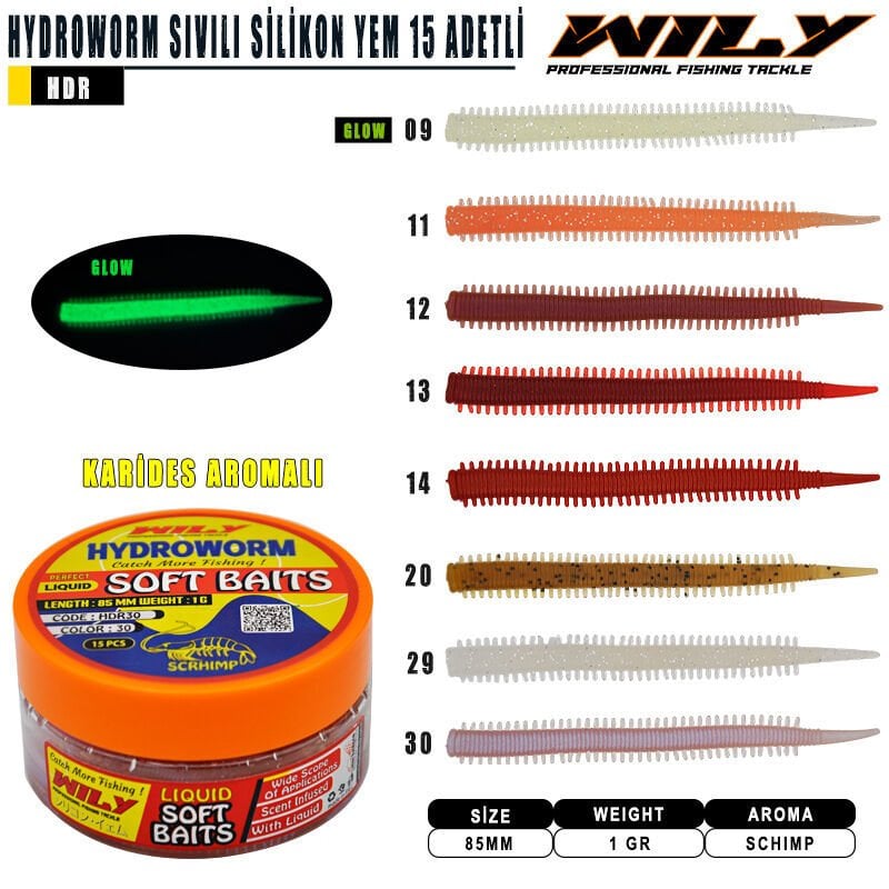 Wily Hydroworm Sıvılı Silikon 85mm 15 Adetli