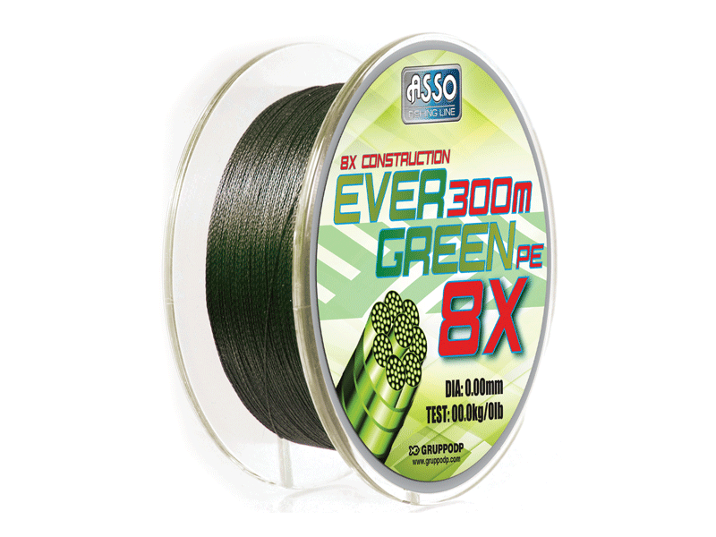Asso Ever Green 8 Örgü Mumlu İp Misina 130MT NO: 0,32MM / 130MT. / 40,00 LB