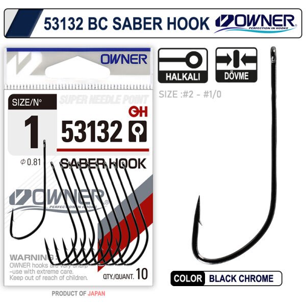 Owner 53132 Saber Hook Black Chrome İğne 1