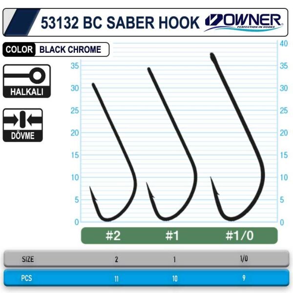 Owner 53132 Saber Hook Black Chrome İğne 1