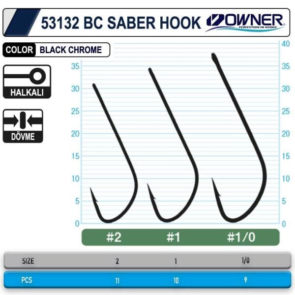 Owner 53132 Saber Hook Black Chrome İğne 1-0