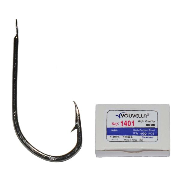 Youvella 1401 Kısa Pala Dövme Olta İğnesi 100lü Kutu Black Nikel Standart - 3-0