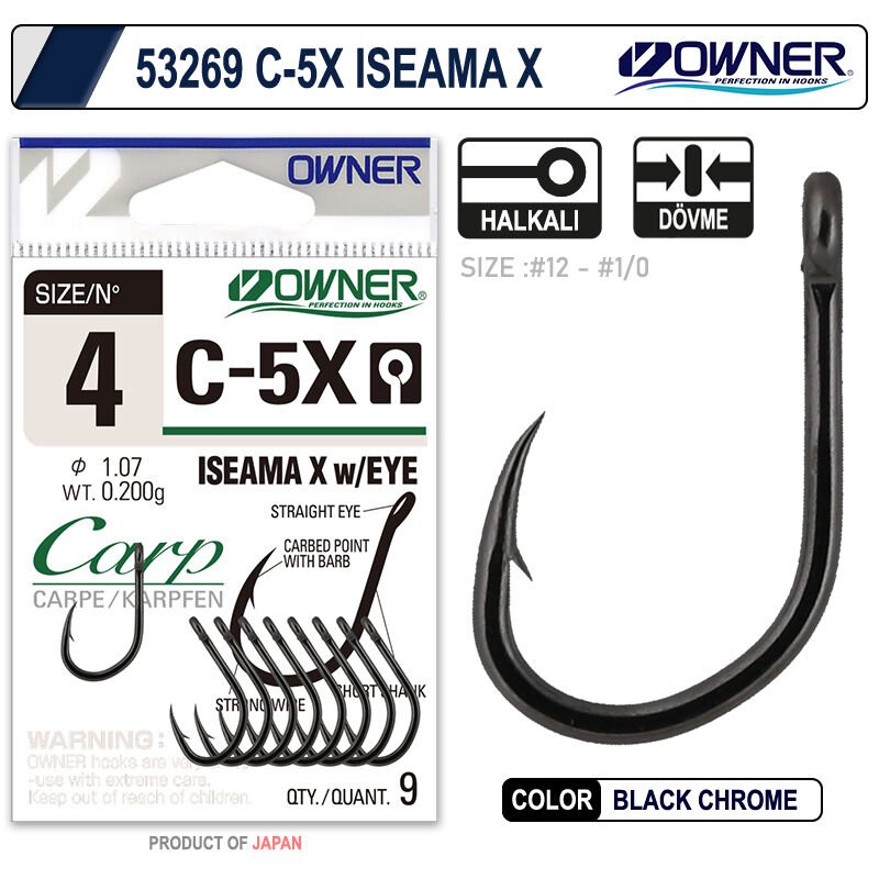Owner 53269 C-5x iseama X Black Chrome Sazan İğnesi 1-0