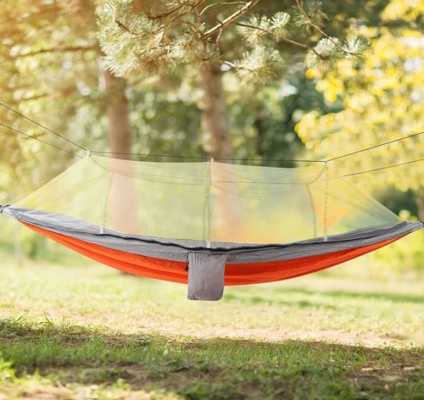 Hamak 7410 Fileli ve Cibinlikli Pro Hamak 190x70cm Turuncu-Gri