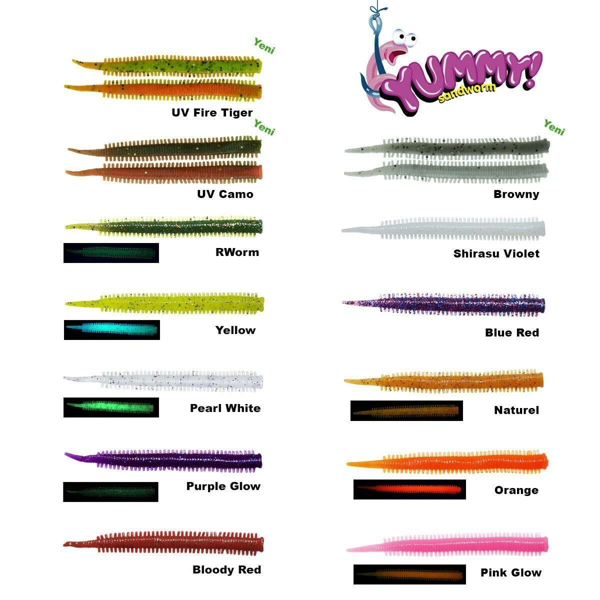 FUJIN Yummy Sandworm 7cm LRF Silikonu Yellow
