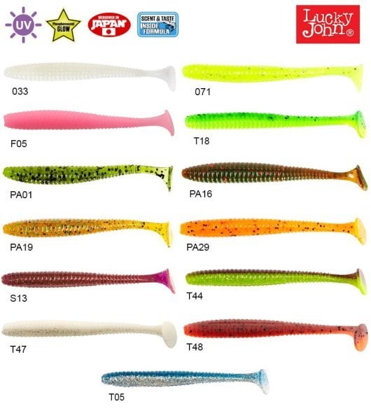 Lucky John S-Shad Tail 3.8'' (9.65 cm) 5P Silikon Yem PA29