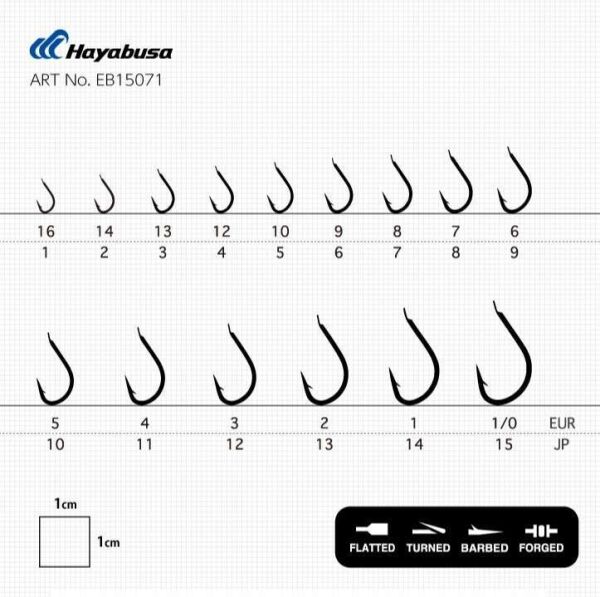 Hayabusa HIZU 150 Kısa Pala Dövme Olta İğnesi 15li Paket Black Nikel