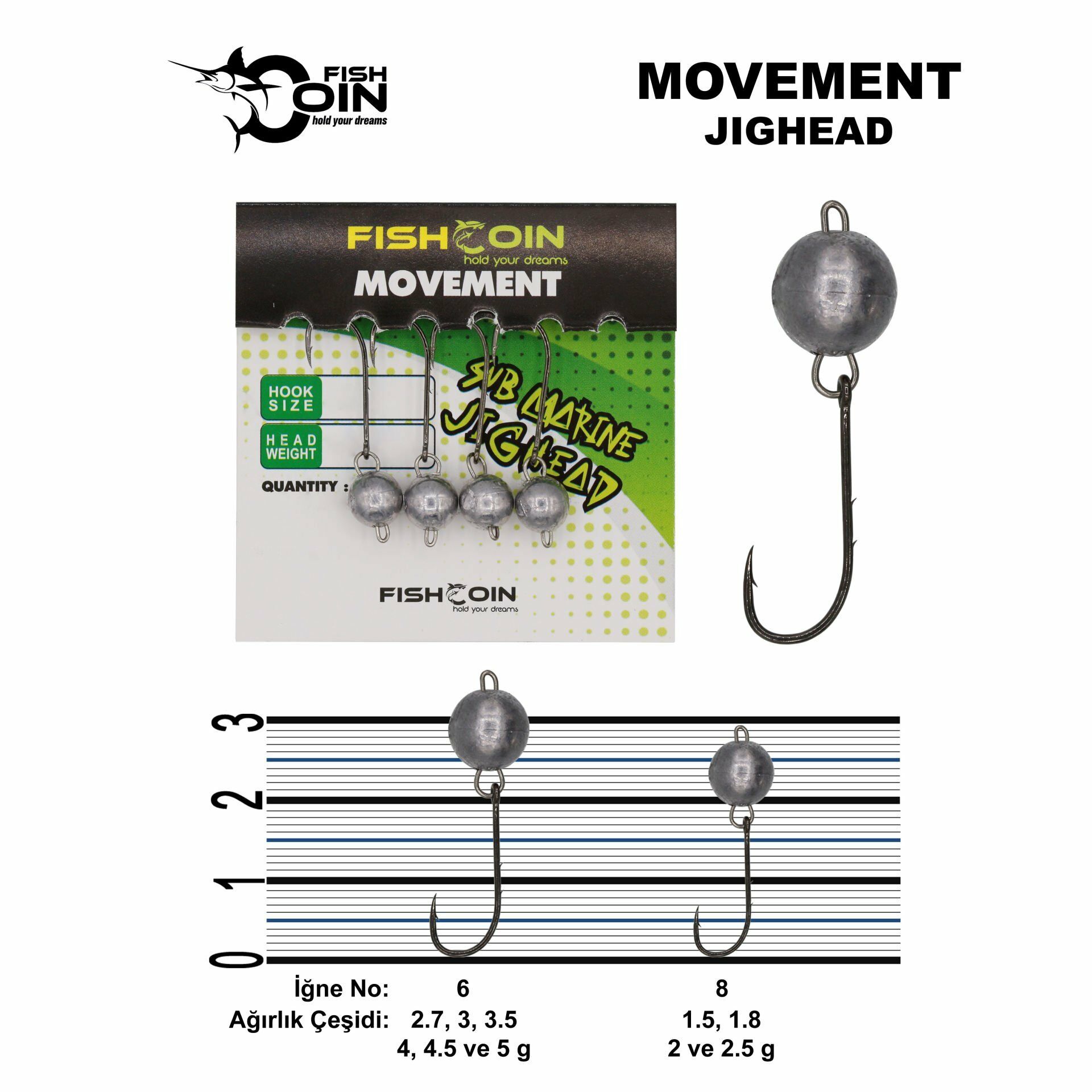 Fishcoin Movement Jighead 6-3 gr