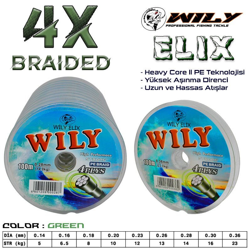 Wily Elix 4 Kat Yeşil 100 Mt Devamlı 0,16
