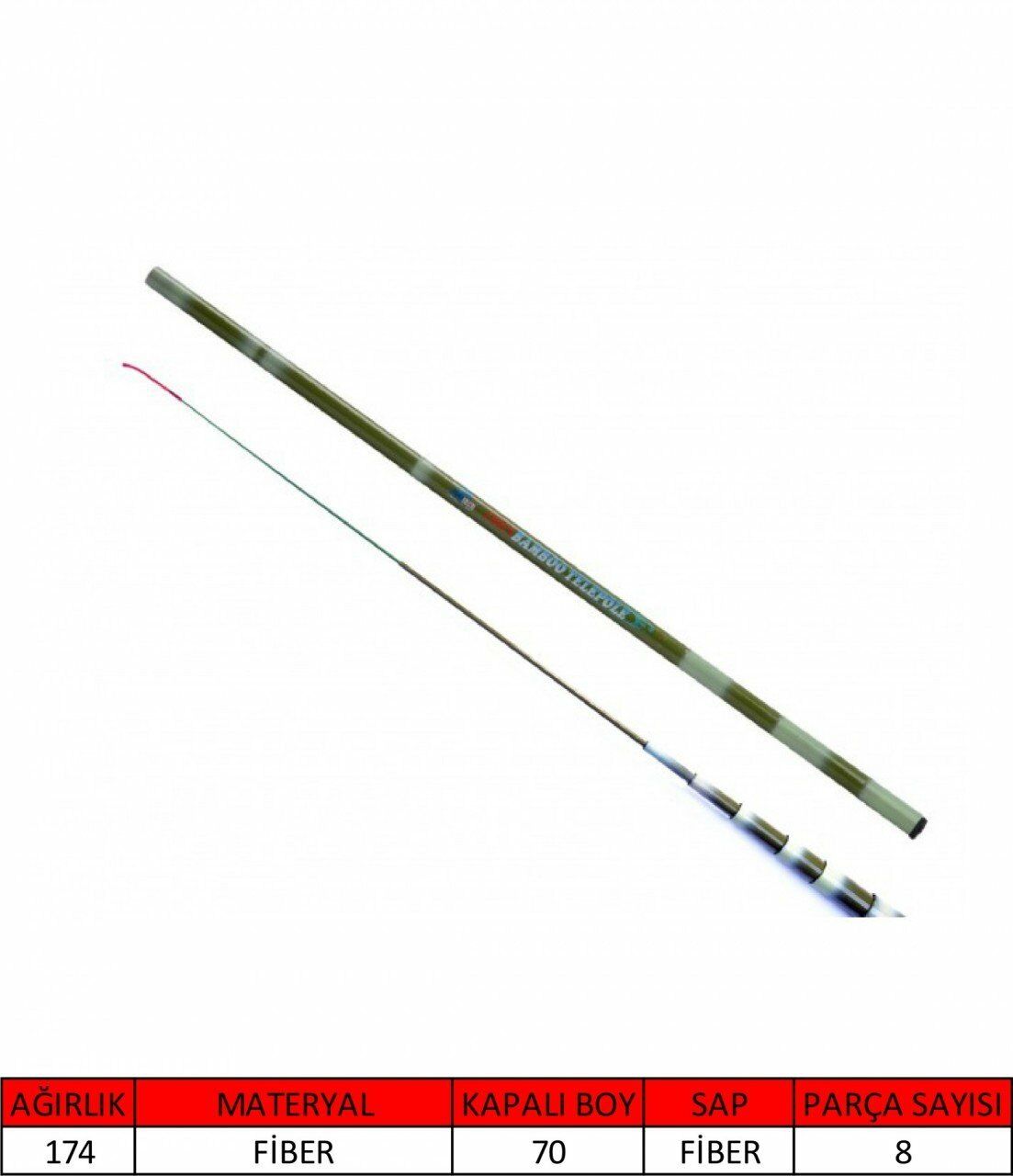 Captain 1065 Bamboo Pole Kısa Kapanır Göl Kamışı 720 cm