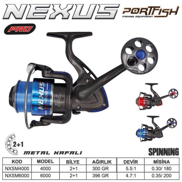 Portfish Nexus Pro 6000 Olta Makinası 2+1bb Metal Kafa Kırmızı