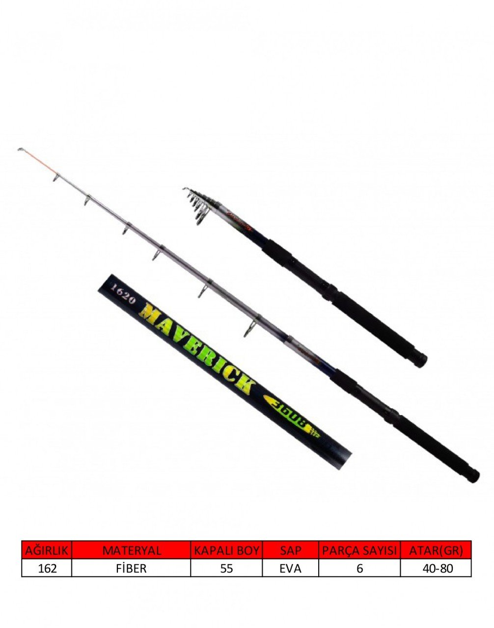 Captain 1620 Maverick Teleskopik Kamış 40-80gr Atar