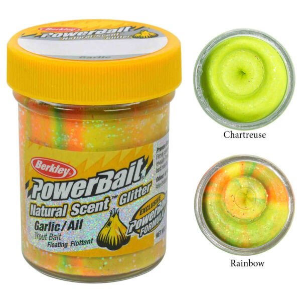 Berkley Powerbait Natural Glitter Trout Bait Garlic Sahte Yemi RAINBOW - 50 GR