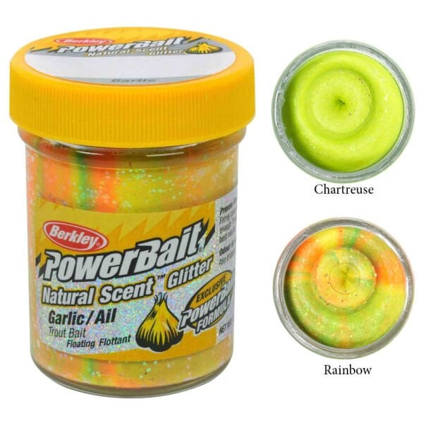 Berkley Powerbait Natural Glitter Trout Bait Garlic Sahte Yemi CHARTREUSE - 50 GR