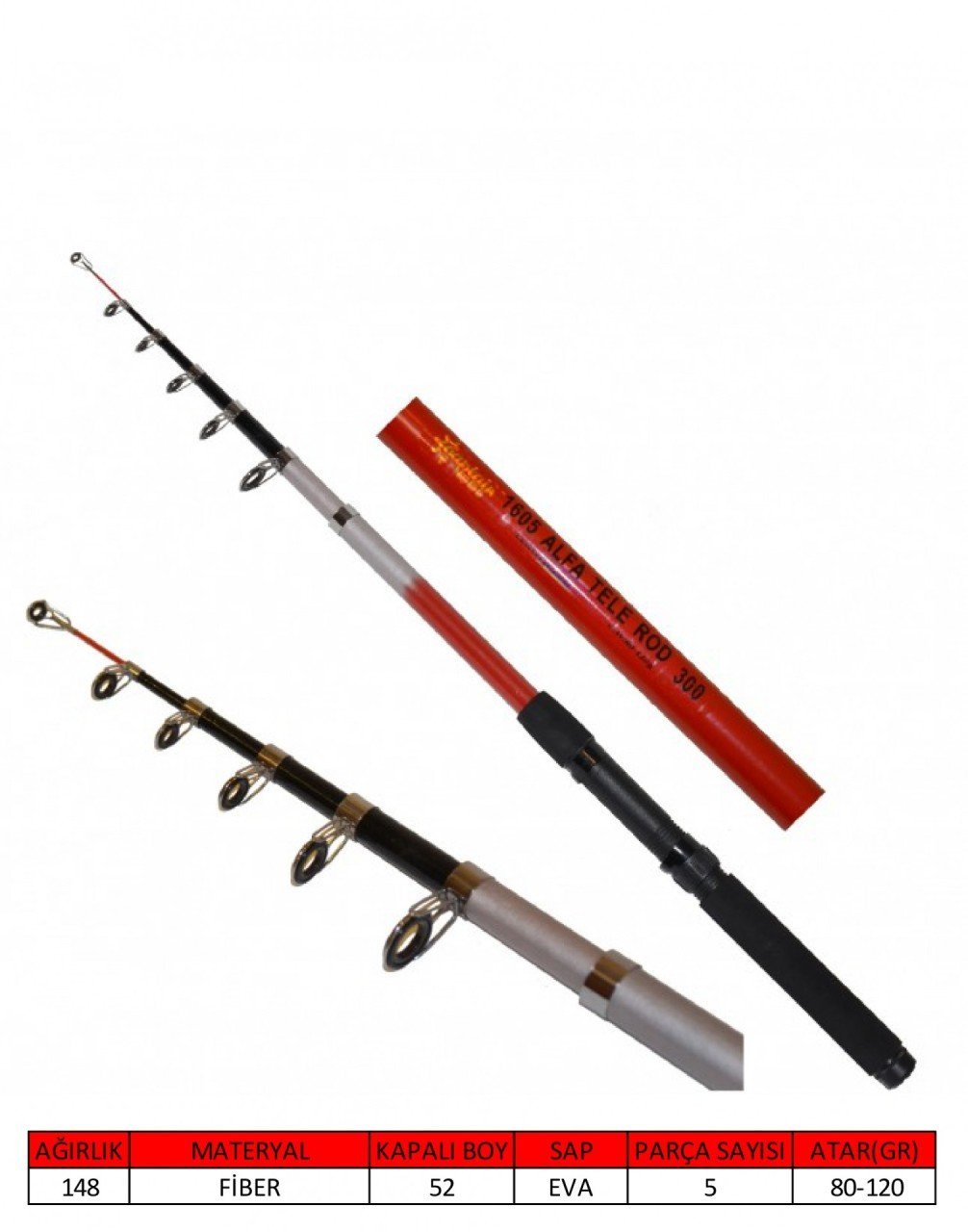 Captain 1605 Alfa Teleskopik Kamış 80-120gr Atar