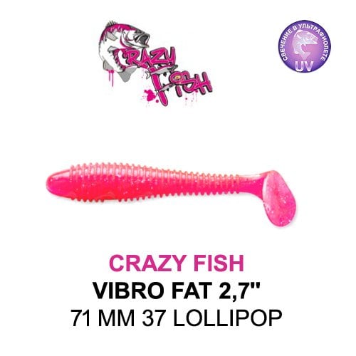 CRAZY FISH VIBRO FAT / 71 MM / COLOR: 37 LOLLIPOP