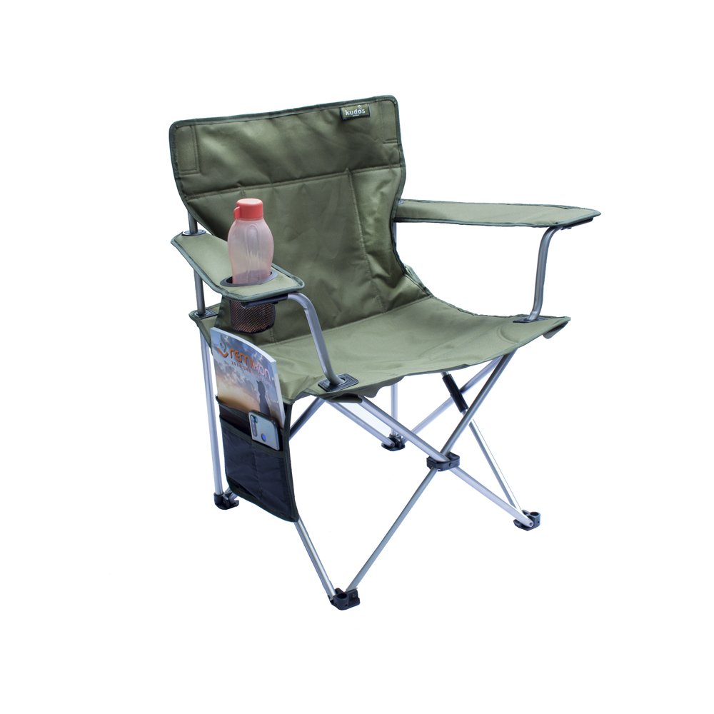 Kudos Bardaklıklı, Çantalı Haki Kamp Sandalyesi