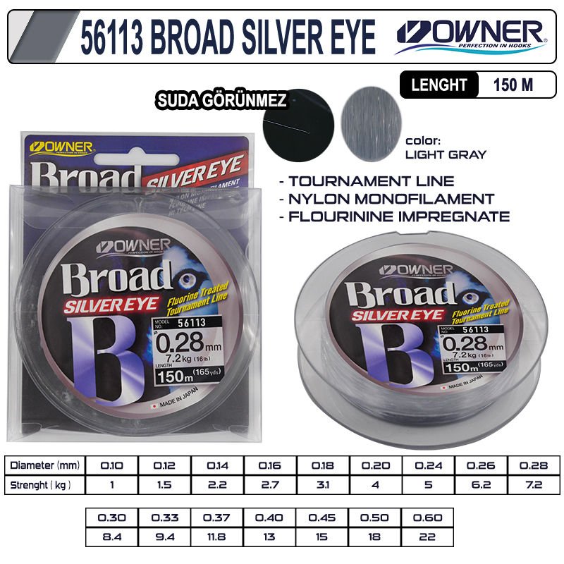Owner 56113 Broad Silver Eye 150m Light Gray 0,16