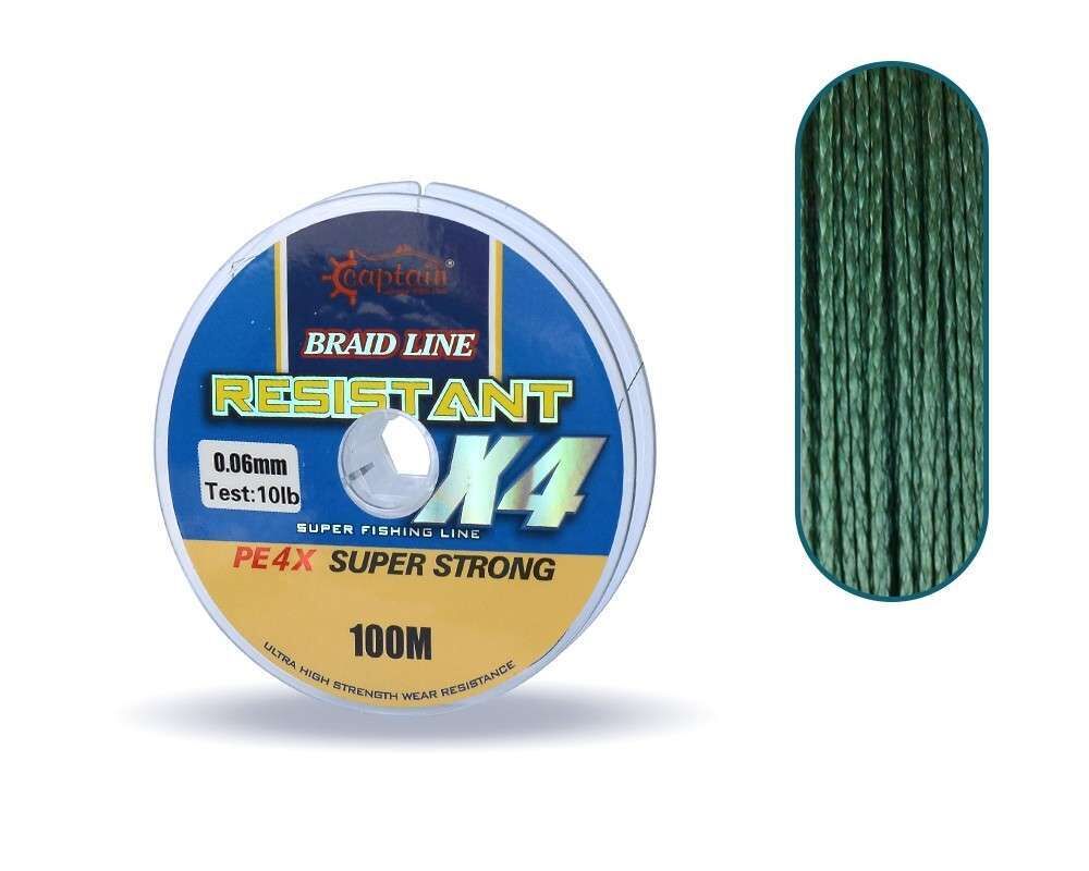Captain Resistant PE 4 Kat İp Misina 100mt Yeşil Standart - 0.14 MM