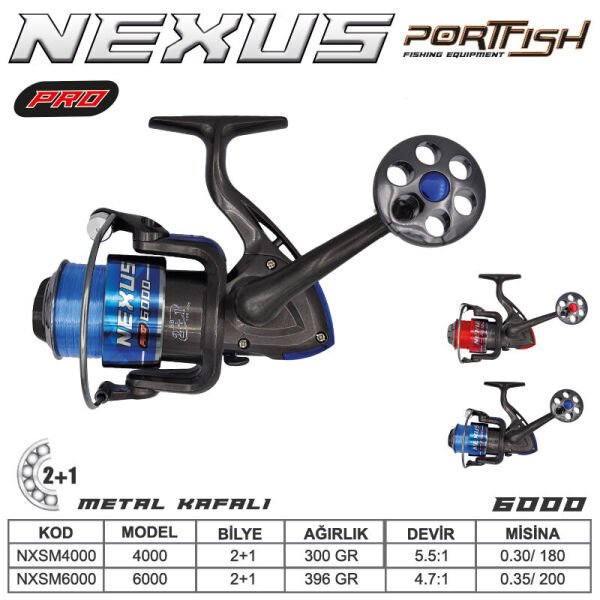 Portfish Nexus Pro 4000 Olta Makinası 2+1bb Metal Kafa