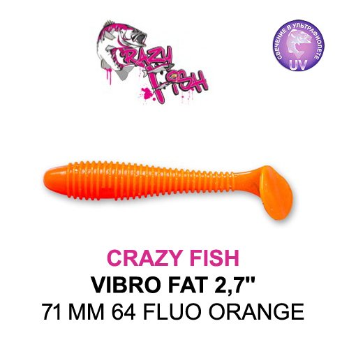 CRAZY FISH VIBRO FAT / 71 MM / COLOR: 64 FLUO ORANGE