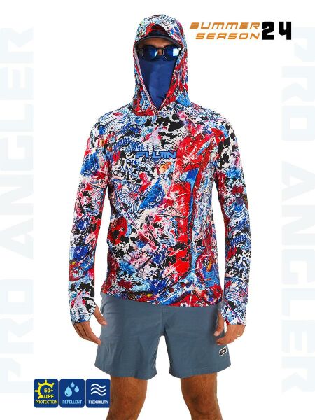 Fujin Pro Angler S24 BuffHoodie Makai Blue Red