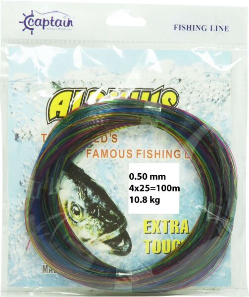 Captain Alpinus Poşet Misina 4x25 Bağlantılı 100mt Ebruli Standart - 0.60 MM