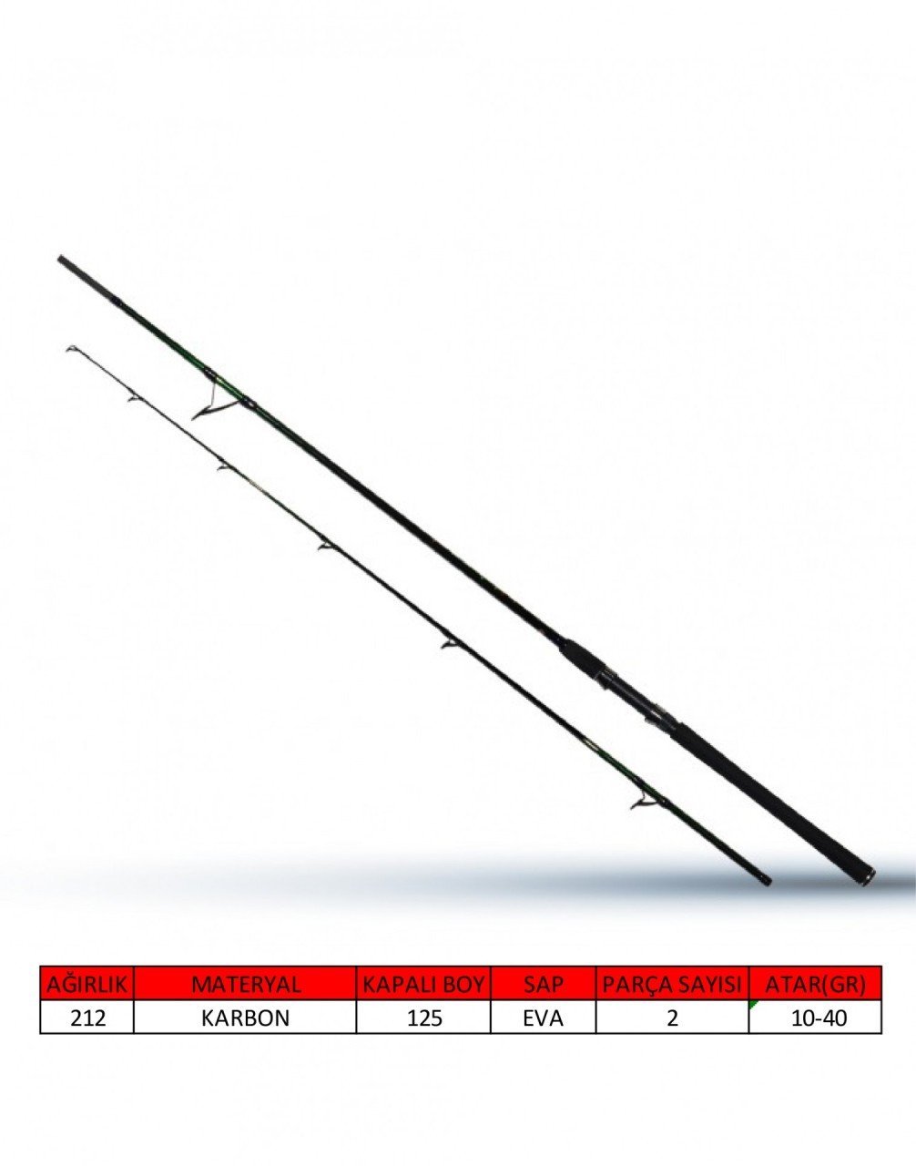 Captain 1502 Camelon Spin 2 Parça Spin Kamış 10-40gr Atar