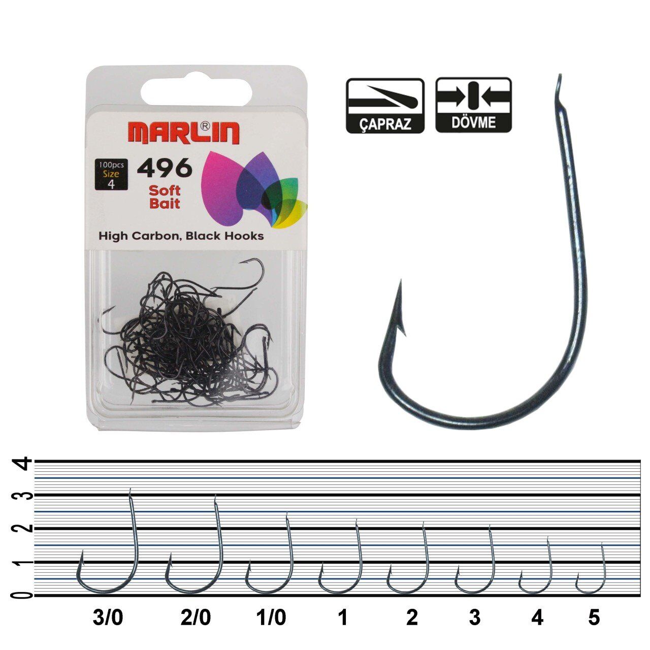 Marlin 496 Siyah Olta İğnesi NO:2/0(50PCS)