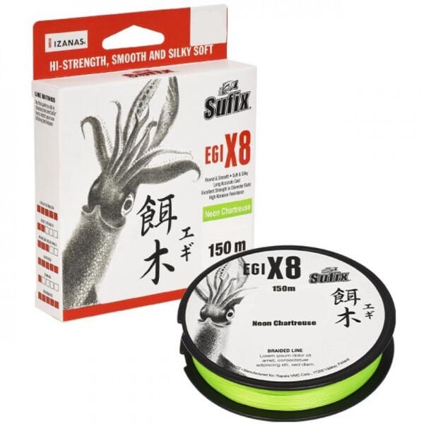 Sufix Egi x8 İp Misina NEON CHARTREUSE - 0.165MM - 150M - 10.5KG