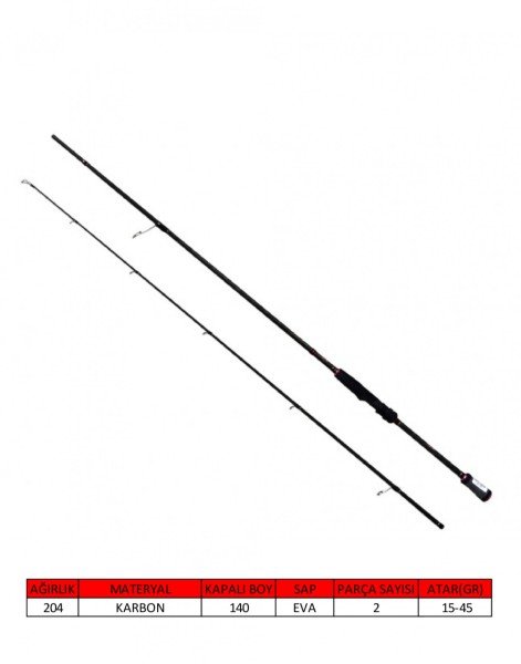 Captain 1456 Amadeus Spin 270cm 2 Parça Spin Kamış 15-45gr Atar