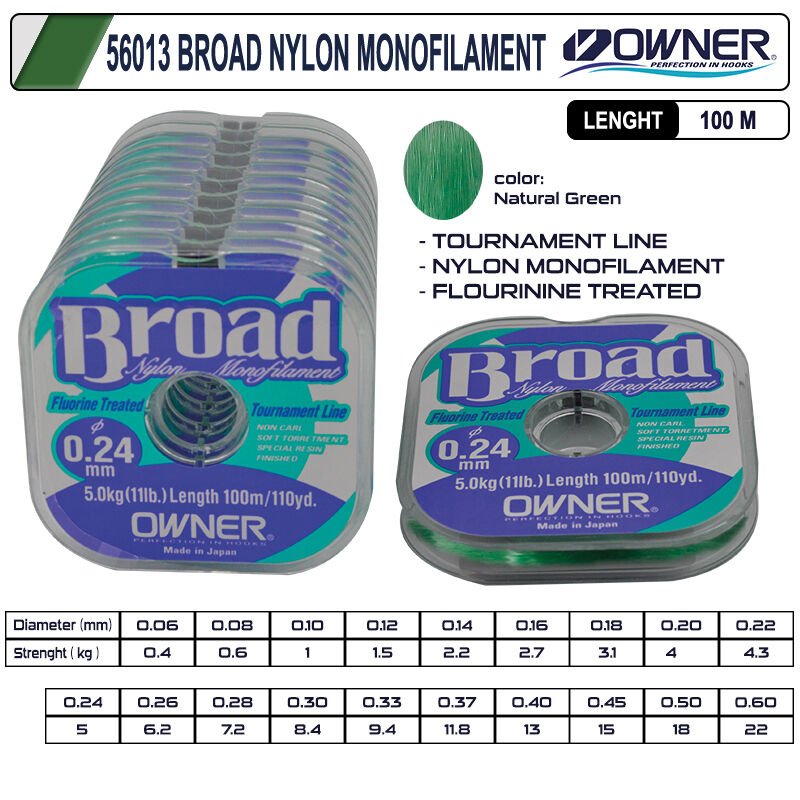 Owner 56013 Broad 100m Natural Clear Misina 0,50