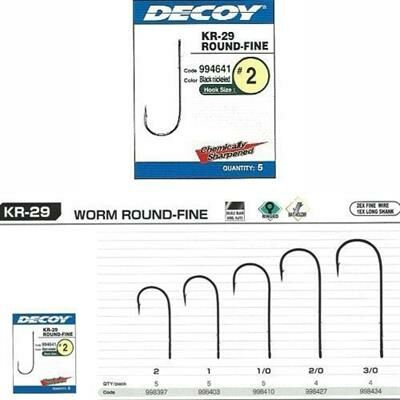 DECOY KR-29 Worm Round Fine Black Nickel Olta iğnesi 1-0 no
