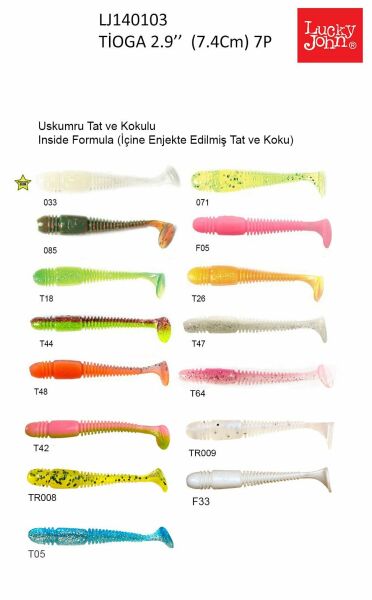 Lucky John Tioga 2.9'' (7.36 cm) 7P Silikon Yem TR009