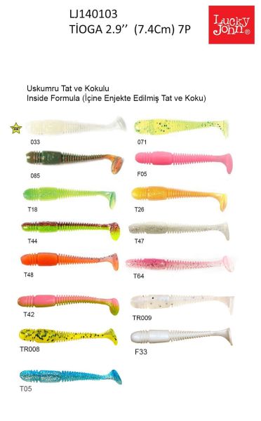 Lucky John Tioga 2.9'' (7.36 cm) 7P Silikon Yem F33