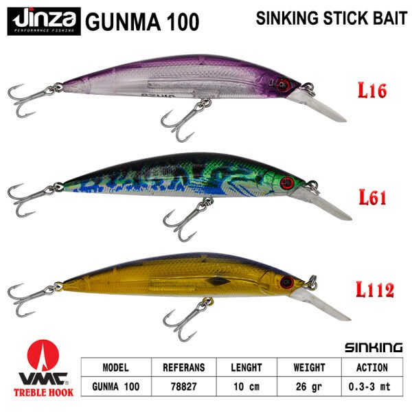 Jinza Gunma 100 mm 26 gr Maket Balık L16
