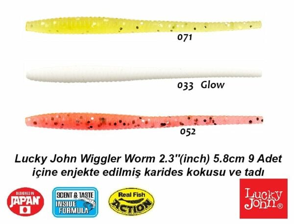 Lucky John Wiggler Worm 2.3'' (5.8cm) 9 Adet F05