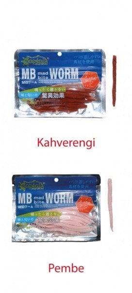 Captain 3460 Mad Bite Toprak Solucanı 8cm Aromalı Silikon Yem 12'li Paket Kahverengi