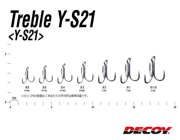 DECOY Y-S21 Standart Treble Üçlü Maket Balık İğnesi 2