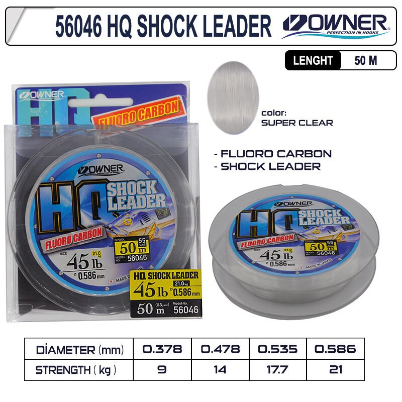 Owner 56046 Hq Shock Leader Fluorocarbon Super Clear 0.535