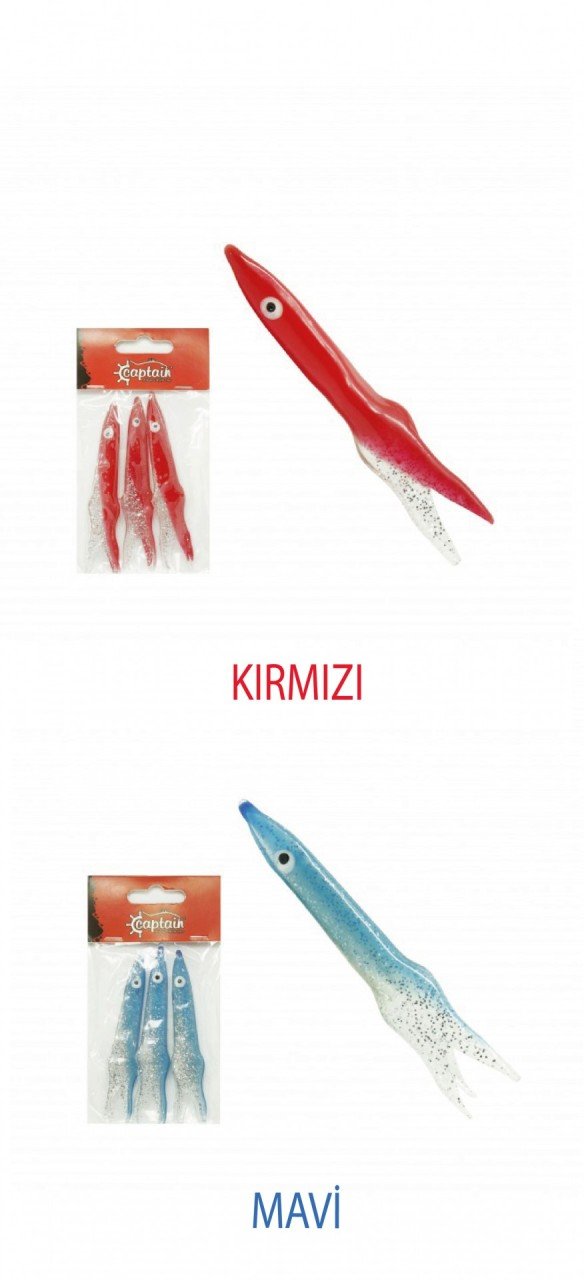 Captain 3580 Octopus Glitter 8cm Sübye 3'lü Paket Suni Yem Mavi