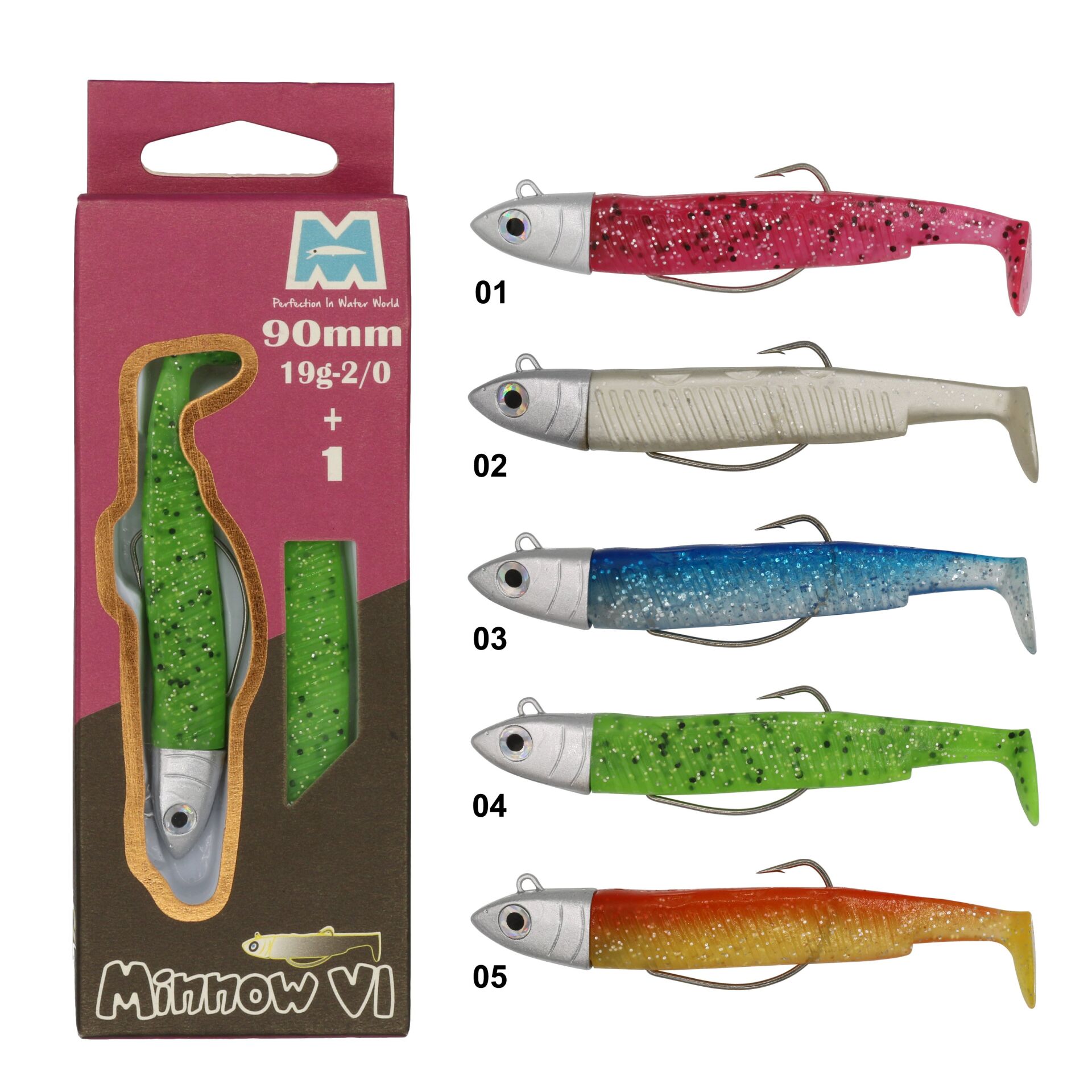 Minnow 6 Süper 90 mm Silikon 19g-2/0+1 02