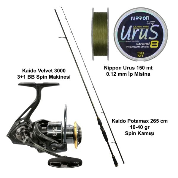 Kaido Potamax 265 cm 10-40 gr + Kaido Velvet 3000 Spin Olta Seti