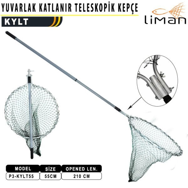 Liman Kepçe Yuvarlak Katlanır Teleskopik 55 cm - 210 Cm